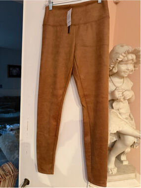 Catherine Malandrino Tan faux leather leggings with textured surface size XS